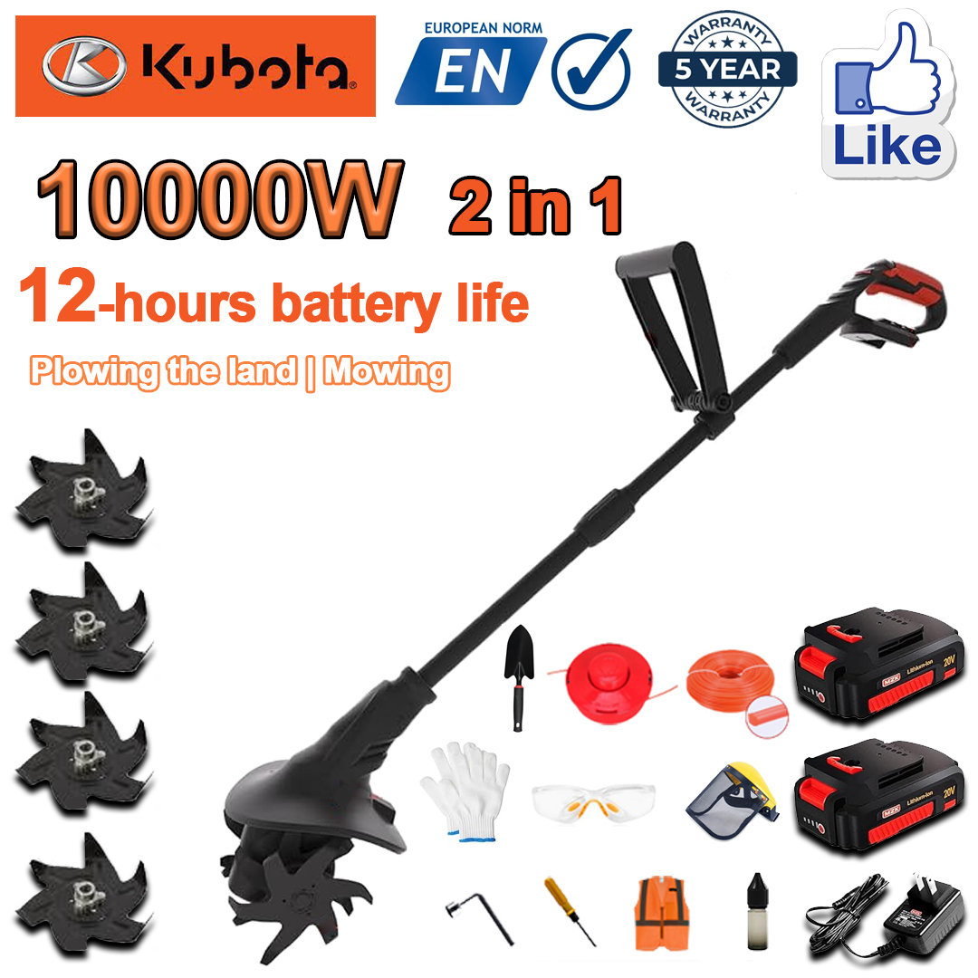 (Durata bateriei 12 ore) plug 10000W + baterie litiu 96V * 2 + încărcător rapid * 1 + lopată * 1 + lamă plug * 4 + lamă de cosit * 1 + frânghie de cosit * 1 + diverse accesorii